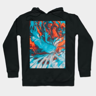 Turquoise and Red Pouring Hoodie